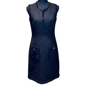 Women's Karl Lagerfeld Black Tweed Style Sleeveless Shift Dress, Size 6, EUC